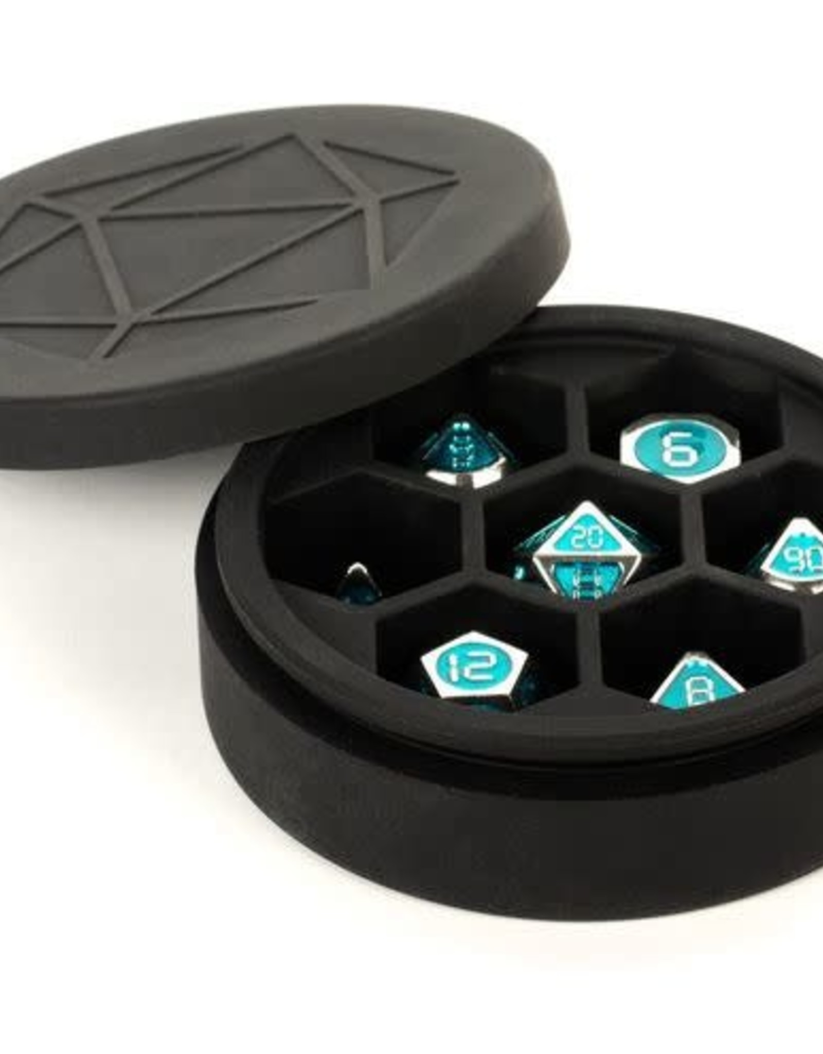 Metallic Dice Games Silicone Round Dice Case Black