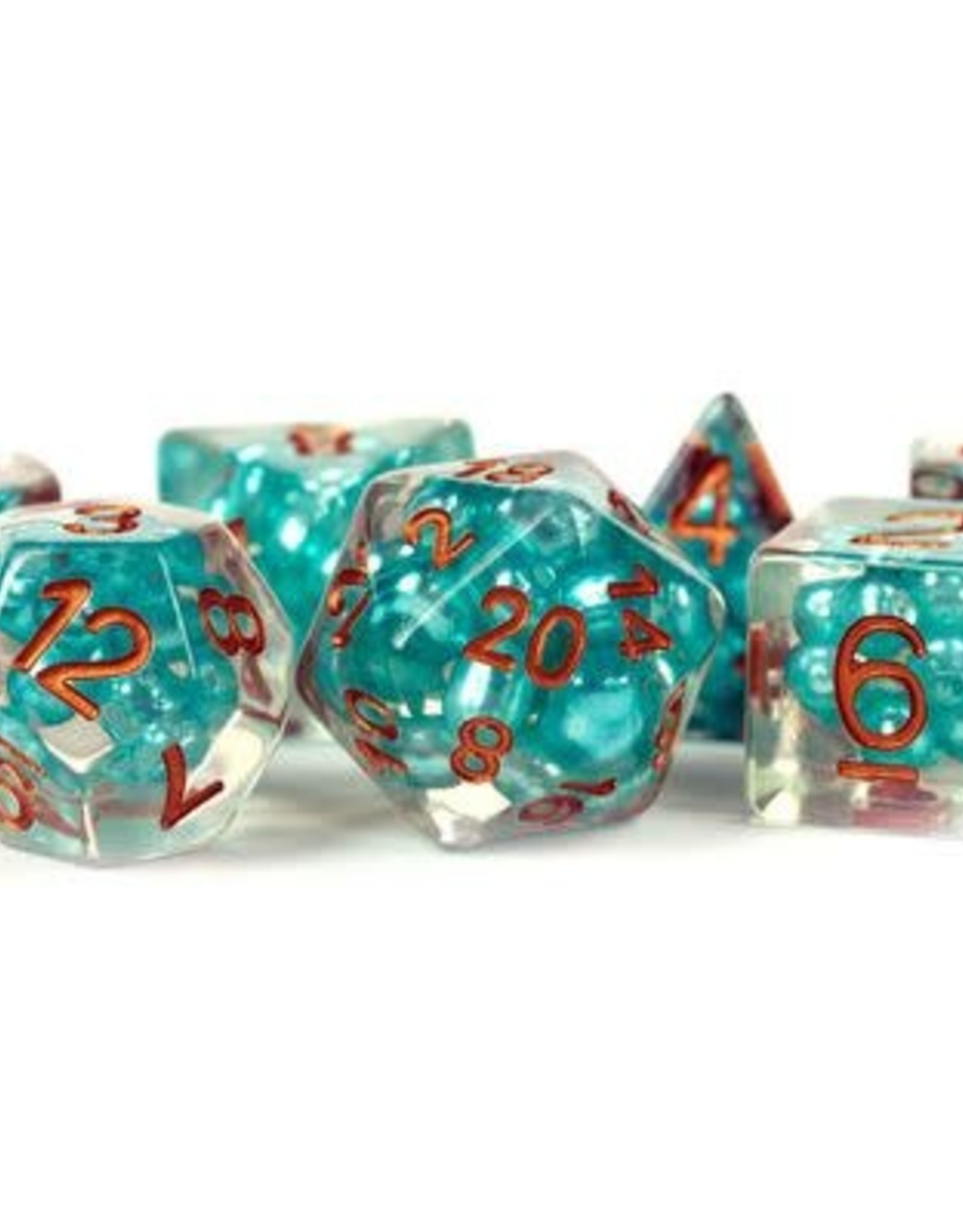 Metallic Dice Games Poly Set Pearl: Teal w/ Copper