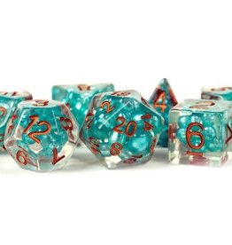 Metallic Dice Games Poly Set Pearl: Teal w/ Copper