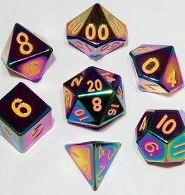 Metallic Dice Games Poly Metal Dice Flame Torched Rainbow