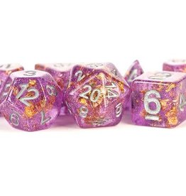 Metallic Dice Games Poly Set Dice Purple w/ Gold Foil