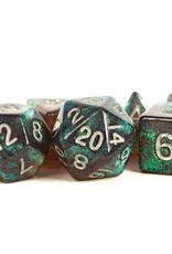 Metallic Dice Games Poly Set Stardust: Gray w/ Silver Numbers