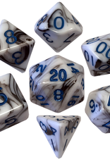 Metallic Dice Games Poly Dice Set Marble w/ Blue