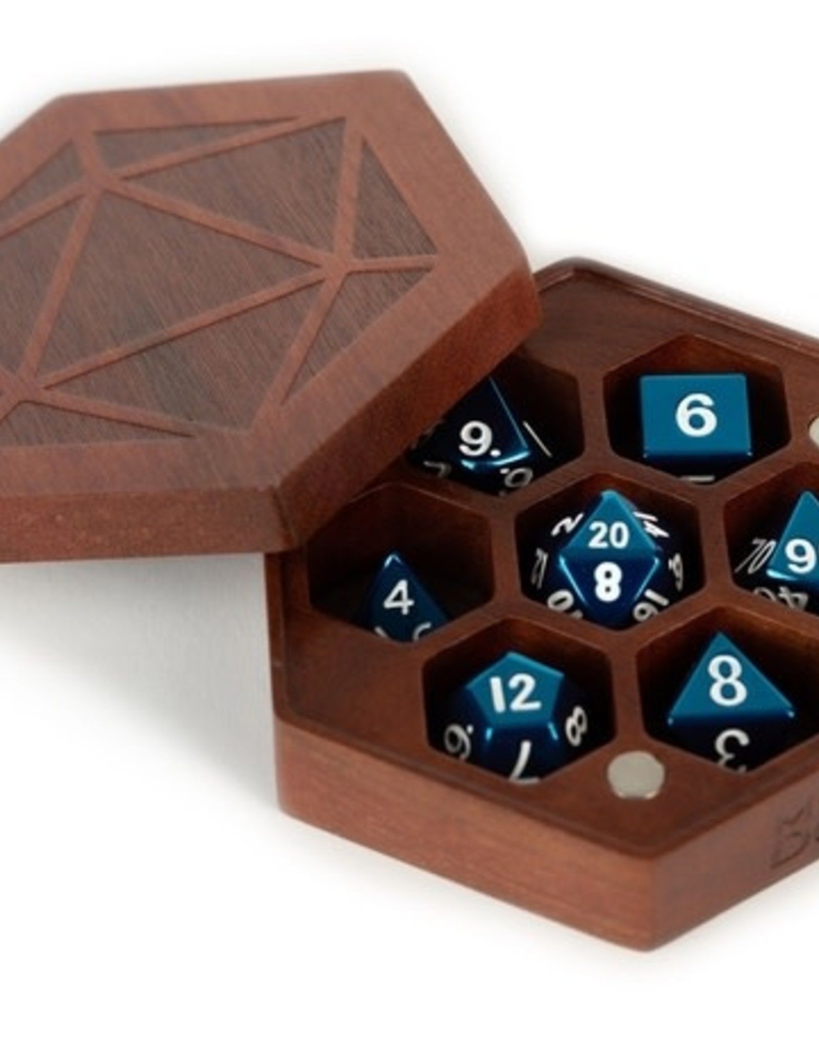 Metallic Dice Games Purple Heart Wood Hex Dice Case