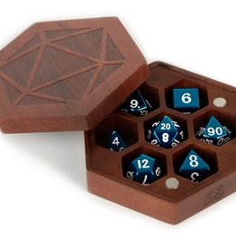 Metallic Dice Games Purple Heart Wood Hex Dice Case