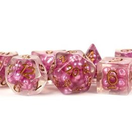 Metallic Dice Games Poly Dice Set Pearl: Pink w/ Copper