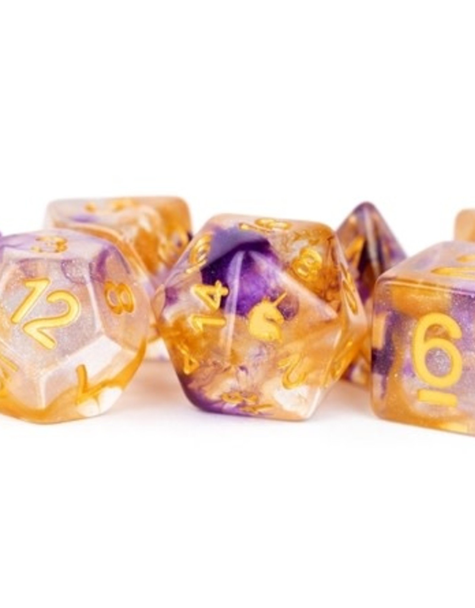 Metallic Dice Games Poly Dice Set Unicorn: Royal Sunset