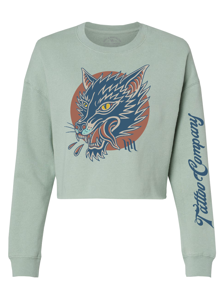 H&H TATTOO Howl Crop Crew Fleece