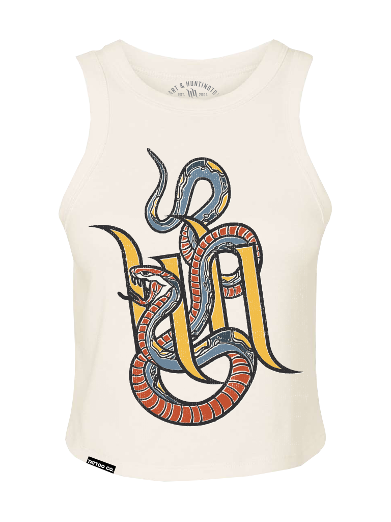 H&H TATTOO Snake Bars Crop Tank