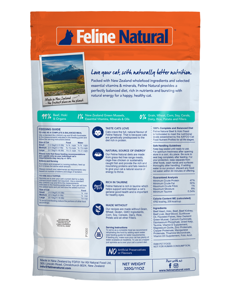 Feline Natural Beef & Hoki Freeze Dried 320g