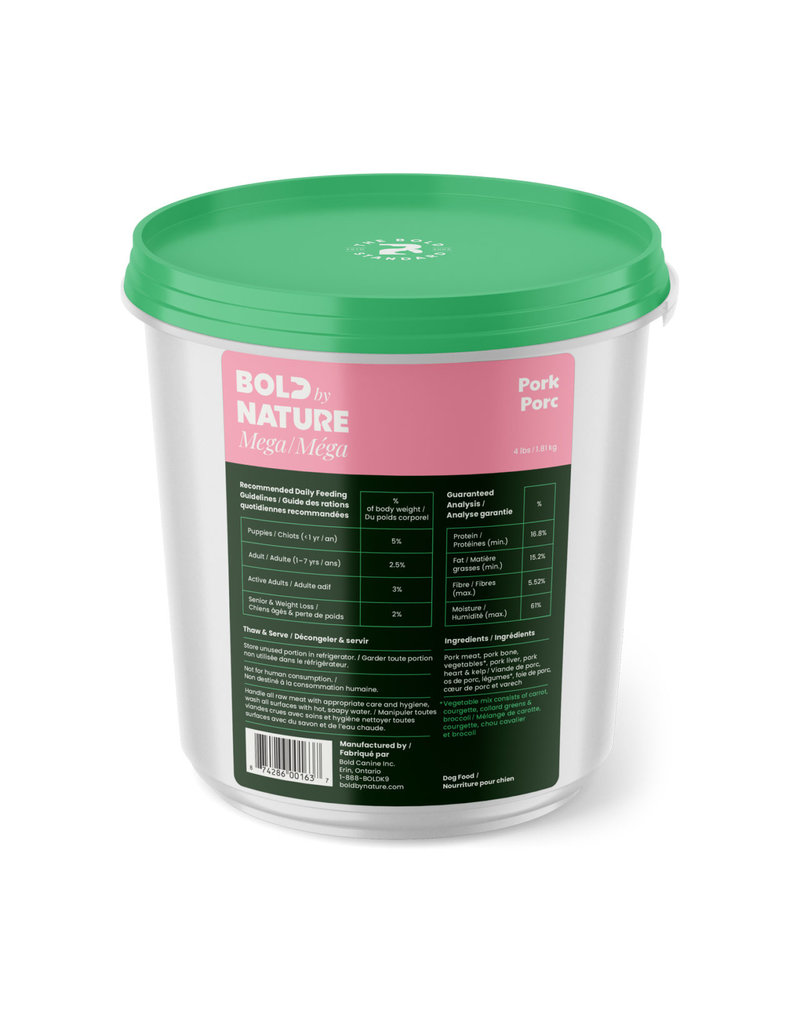 Mega Dog Raw Mega Pork (4 lb Patties, 4 lb Tub, 24 lb Patties)