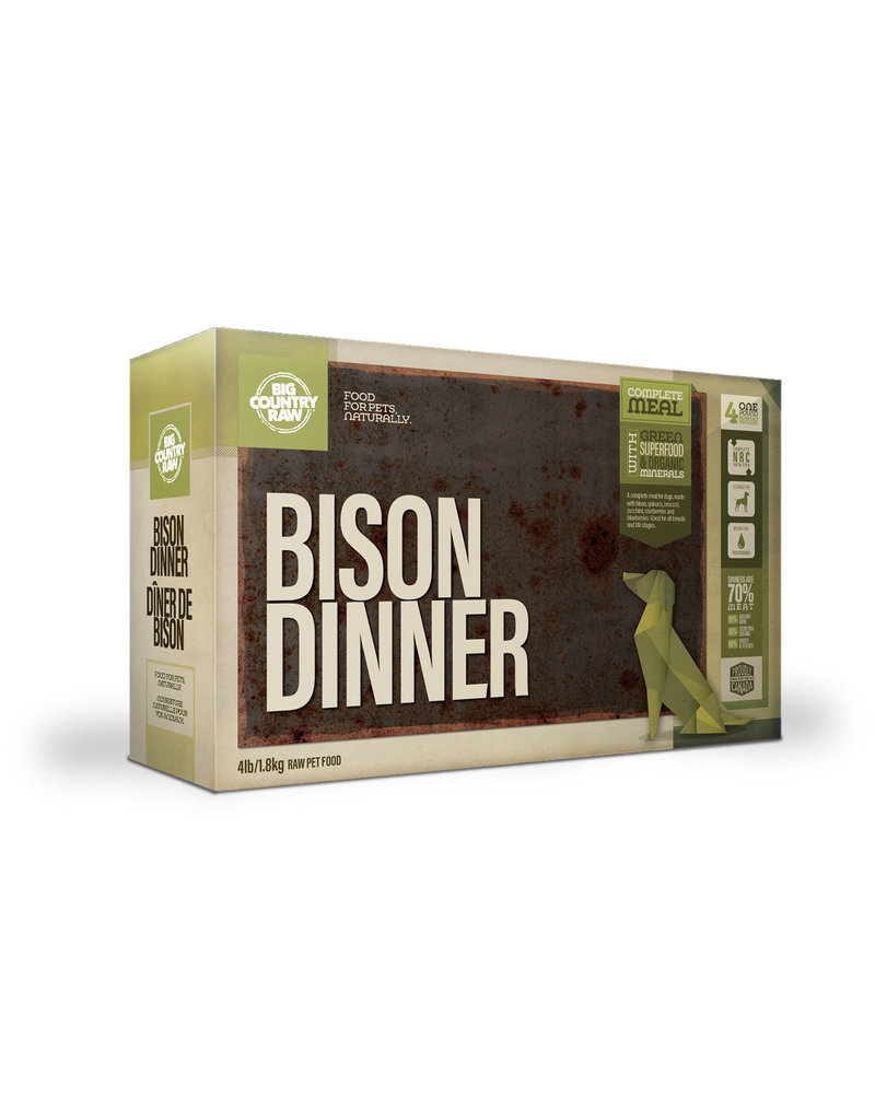 BIG COUNTRY RAW BISON DINNER 4LB CARTON (4 x 1LB)