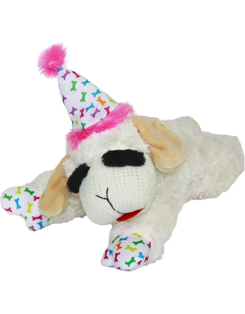 Multipet Lamb Chop 10.5" Birthday Hat Dog Toy