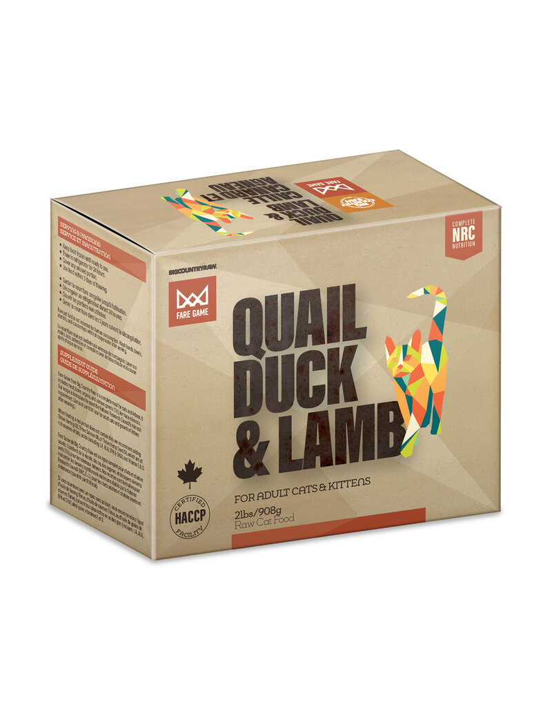 Big Country Raw Fare Game Quail & Duck w/ Lamb 2lb (4 x 8oz)