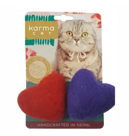 Karma Cat Wool Felt Heart - 2pk Cat Toy