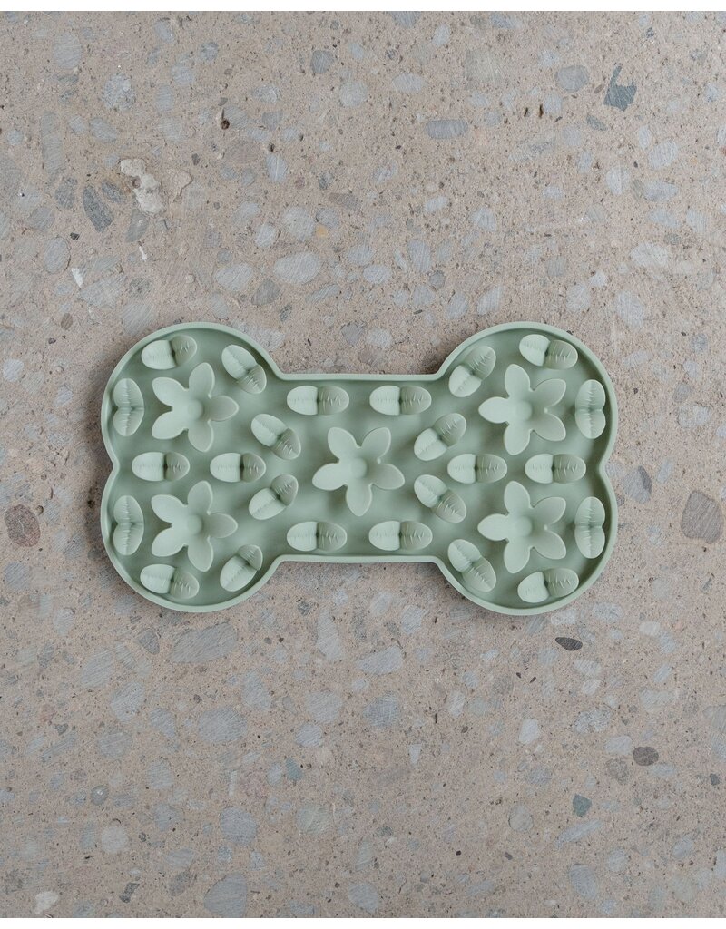 Dexypaws Silicone Snuffle Mat Bone Sage Green