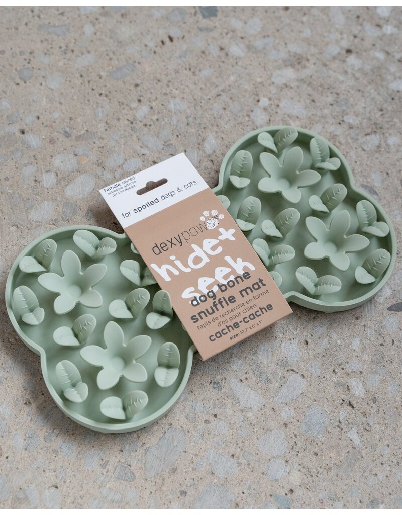 Dexypaws Silicone Snuffle Mat Bone Sage Green