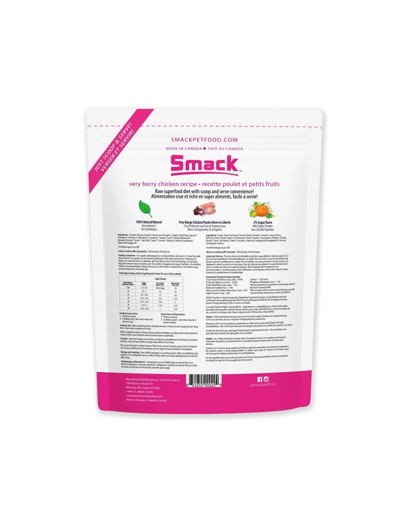 Smack Pet Food Dog Very Berry Chicken Dehydrated Raw