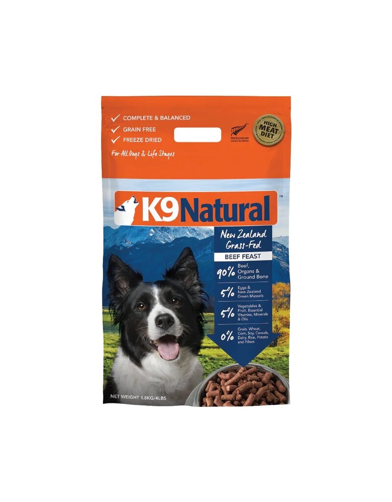 K9 Natural Dog Beef Feast (5oo g bag, 1.8 kg bag, 3.6 kg bag)