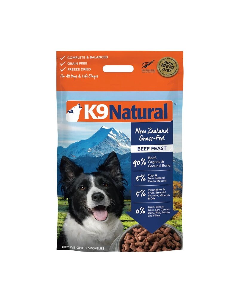 K9 Natural Dog Beef Feast (5oo g bag, 1.8 kg bag, 3.6 kg bag)