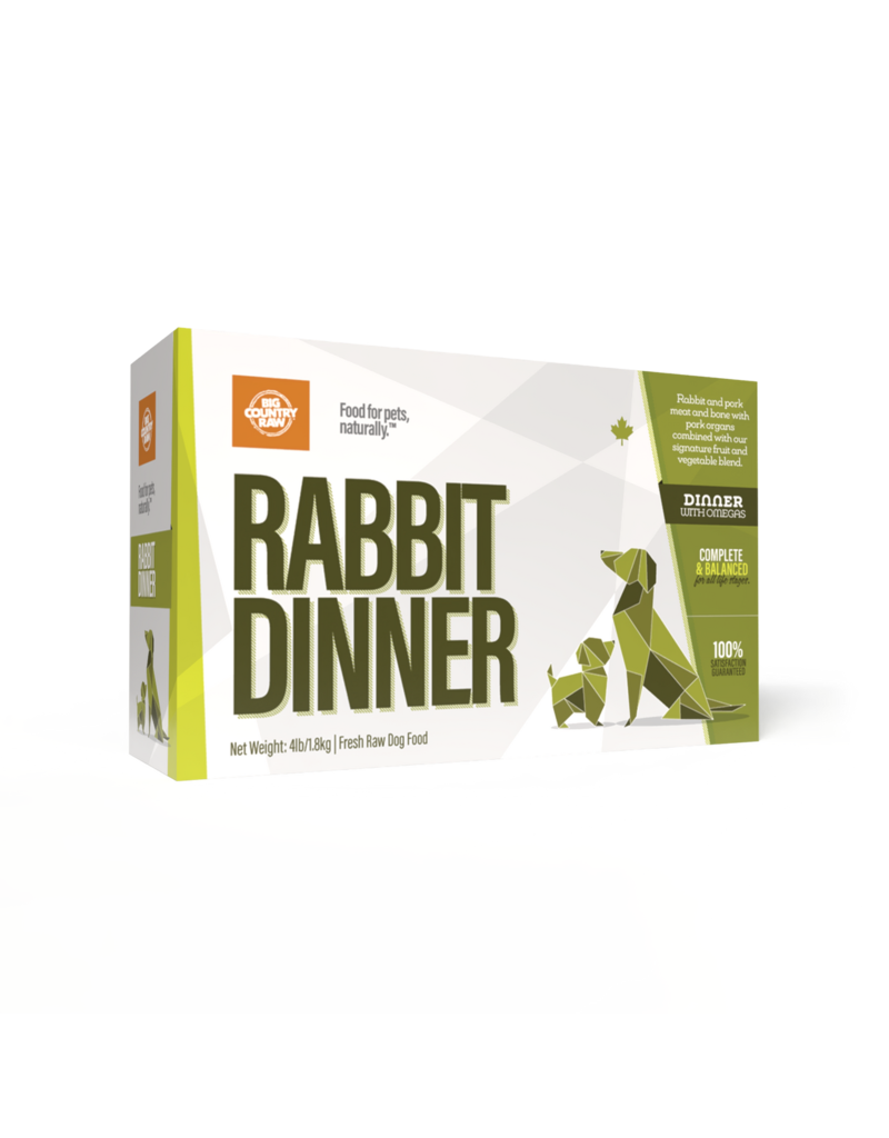 Big Country Raw Rabbit Dinner 4 lb Carton - 4 × 1 Vacuum Sealed Packs