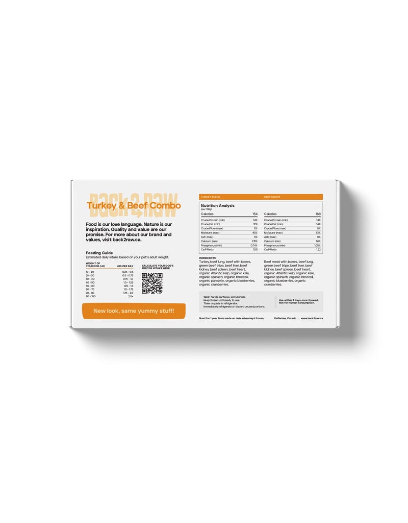 Back2Raw Complete Turkey Blend & Beef Recipe 12 lb Box (12 x 1 lb)