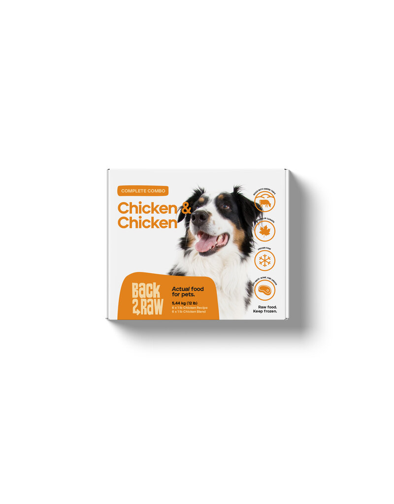 Back2Raw Complete Chicken Recipe & Chicken Blend 12 lb Box (12 x 1 lb)