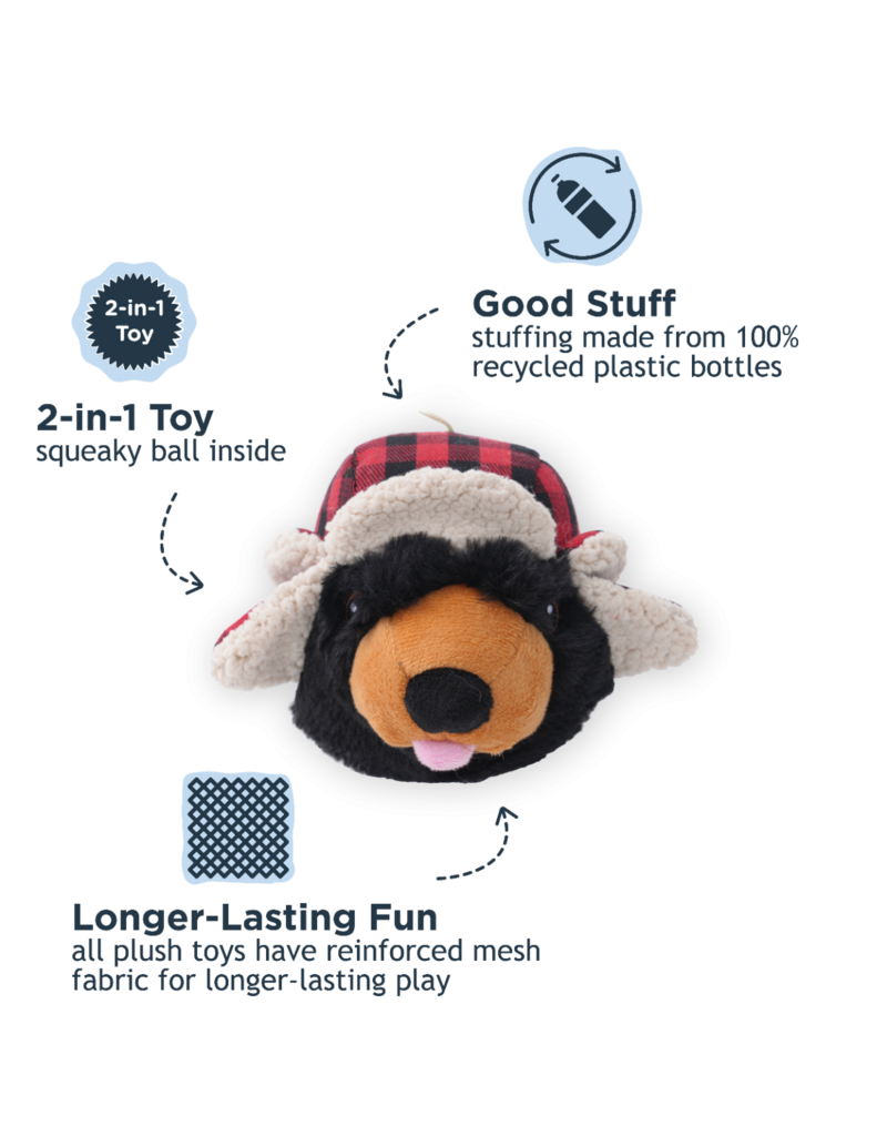 Tall Tails Bear Head 2-in-1 Dog Toy