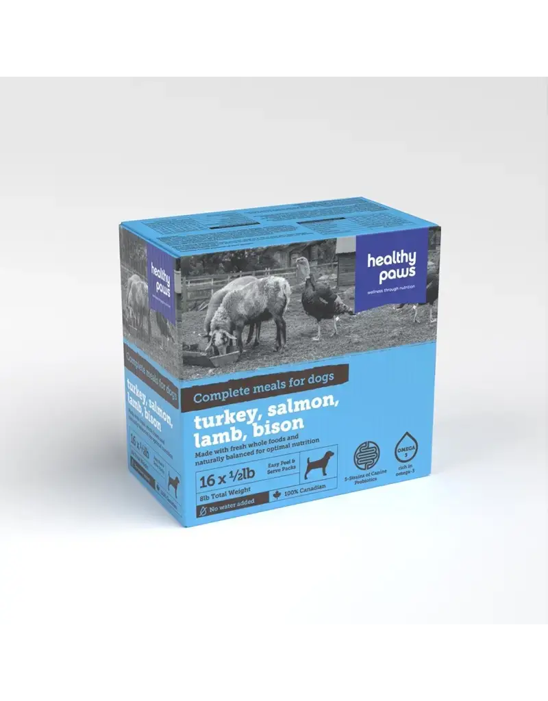 Healthy Paws Turkey Lamb Salmon Bison 8lb (16 x 8oz)