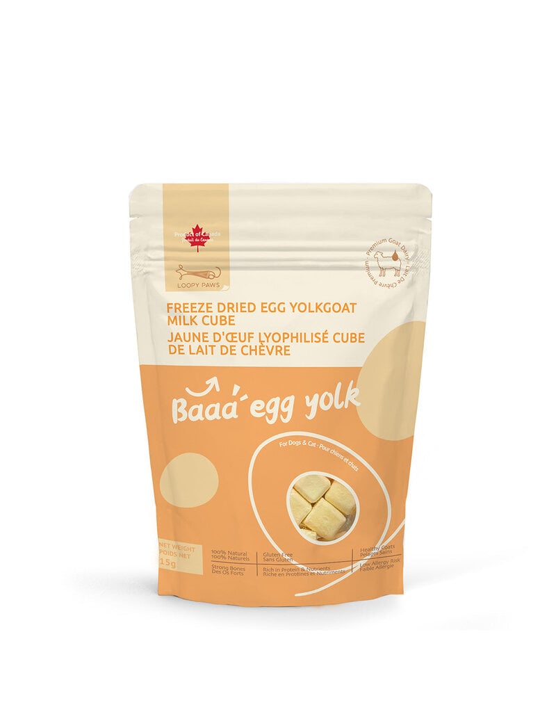 Loopy Paws Baaa Egg Yolk – Freeze Dried Egg Yolk Goat Milk Cubes) – 15g