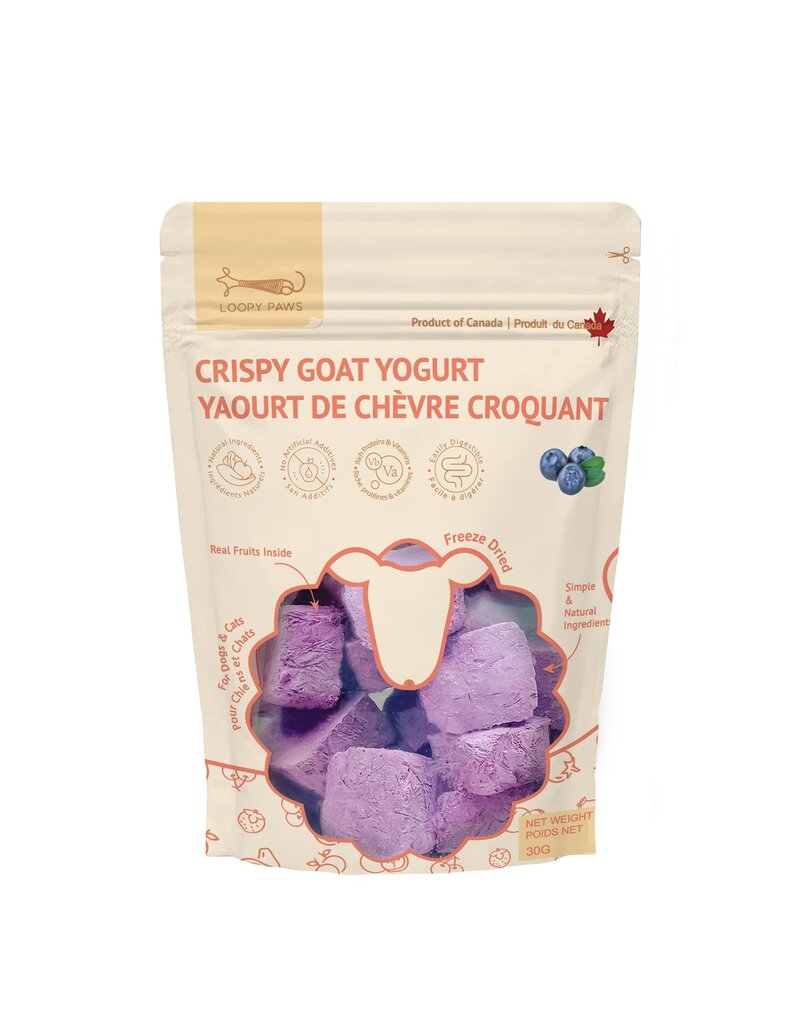 Loopy Paws Crispy Goat Yogurt Chunk – Blueberry – 30g