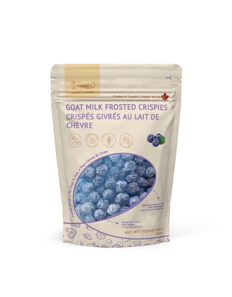 Loopy Paws Goat Milk Frosted Crispies – Blueberry – 30g