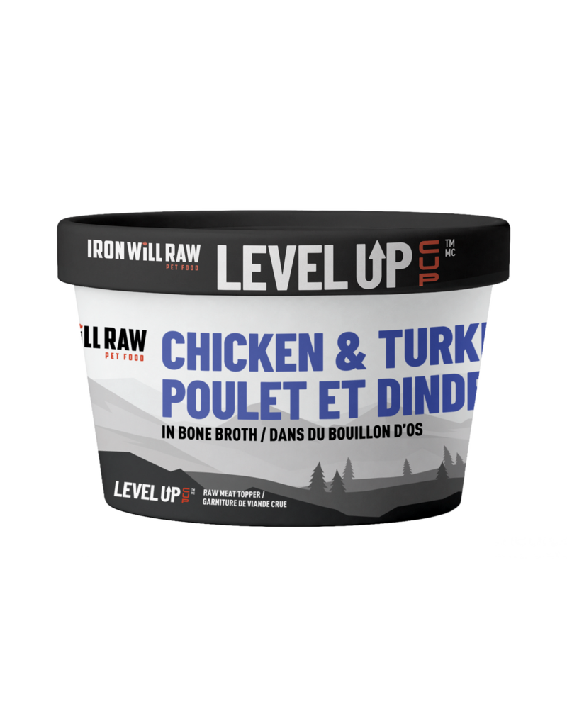 Iron Will Level Up Cup: Chicken & Turkey in Chicken Bone Broth 4oz Cup