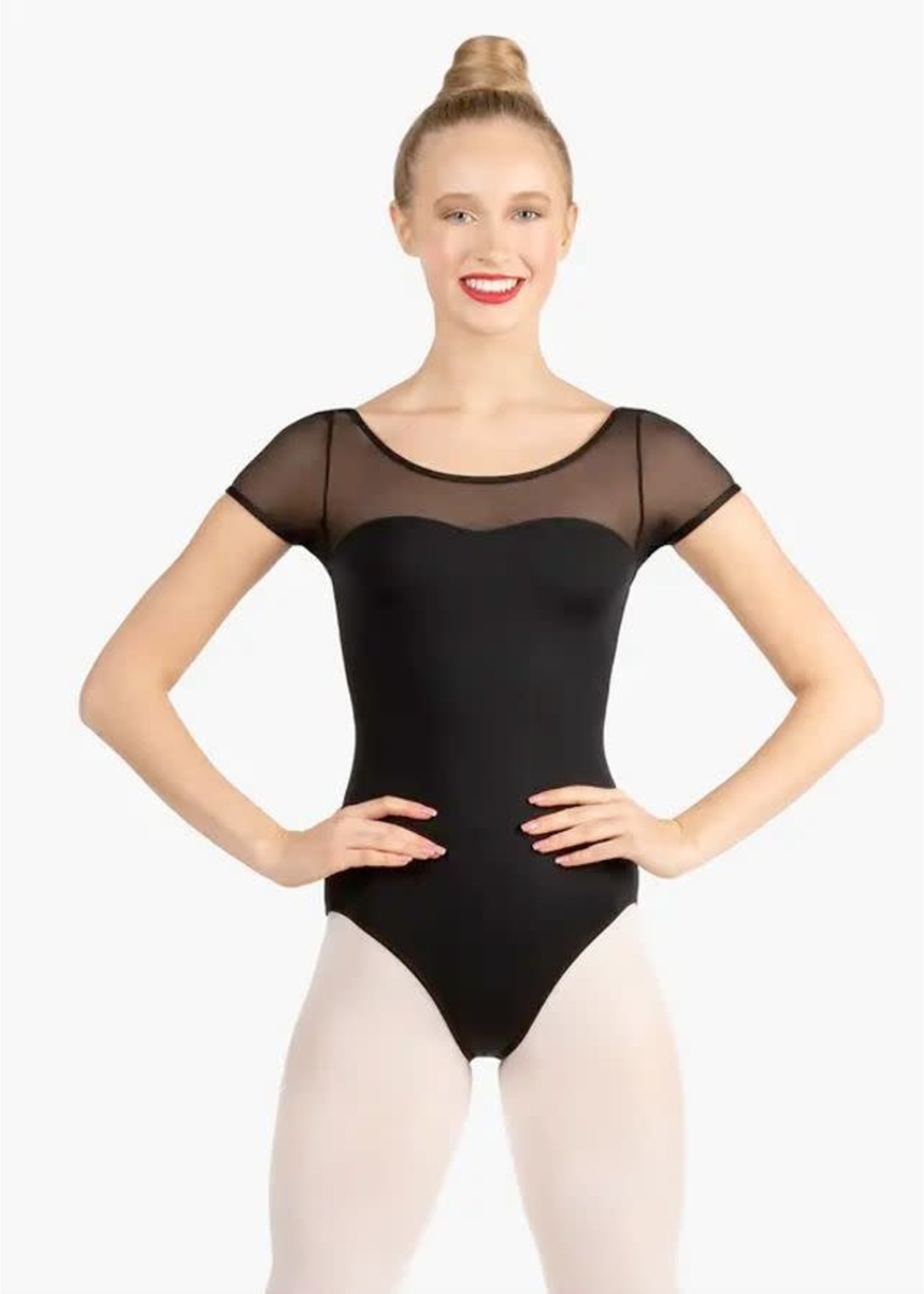 Capezio SE1039W Studio Collection Mesh Yoke SS Leotard