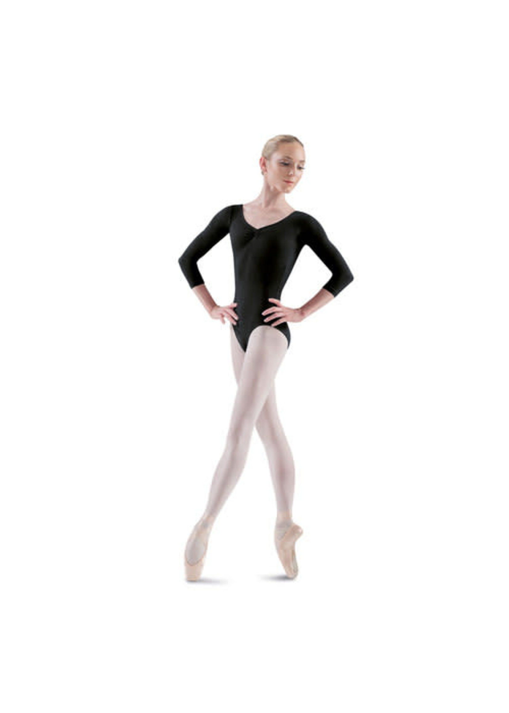 Bloch L5436 Ladies Pinch Front Three Quarter Sleeve Leotard