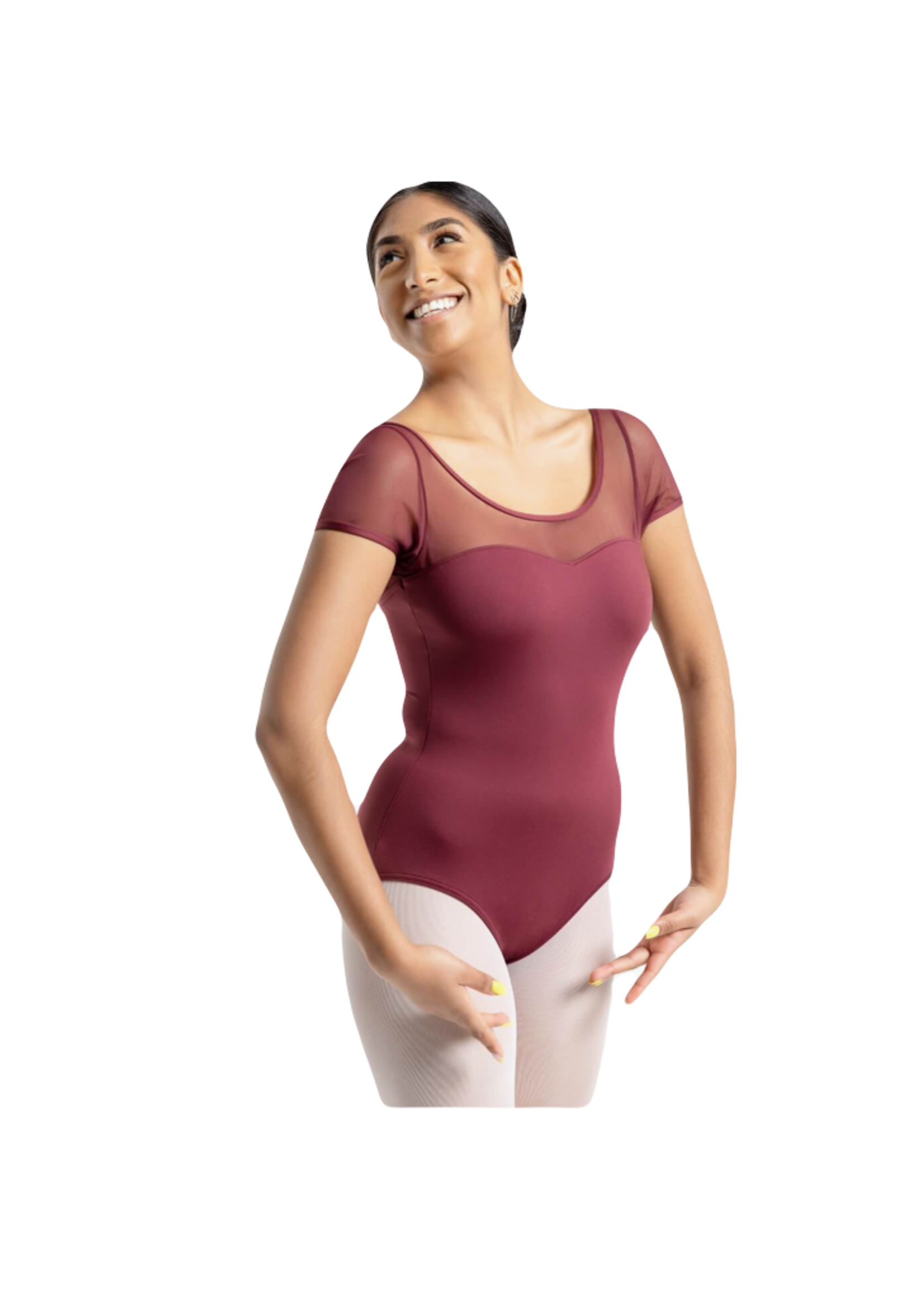 Capezio SE1039W Studio Collection Mesh Yoke SS Leotard