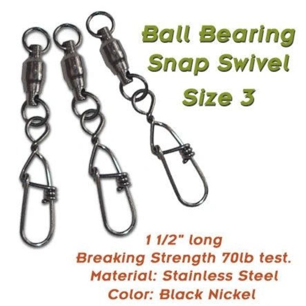 Ball Bearing Snap Swivel Size 3 70lb. 10-pk