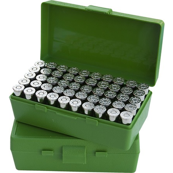 Case-Gard Pistol Flip Top 50 Rd Ammo Box Green 25 Auto-32 Long Colt/ 22WMR/17HMR