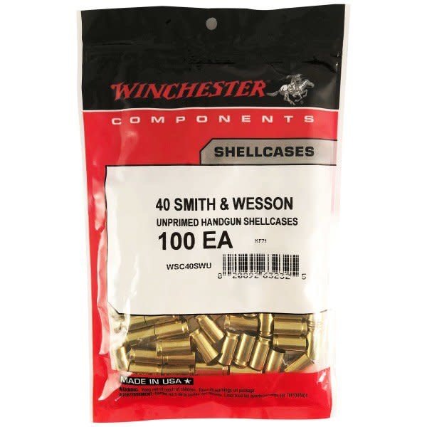 Winchester Unprimmed Brass, 40 Smith & Wesson 100 Pc