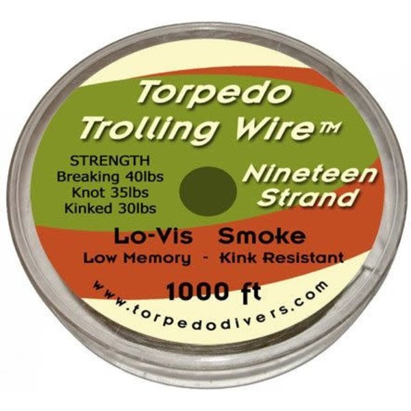 Torpedo Trolling Wire. 19 Strand 1000 Feet Smoke