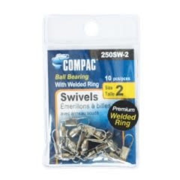 Compac Ball Bearing Swivel w/Interlock Snap Size 0 10-pk