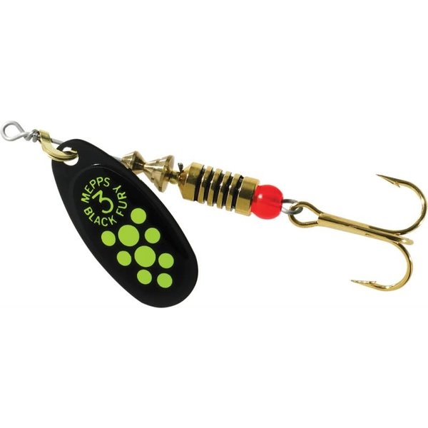 Mepps Black Fury Size 3 1/4oz Chartreuse Dot
