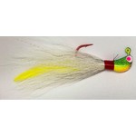 Big Jim's Bucktail Jig. 3/8oz White w/Yellow Feather Firetiger Head