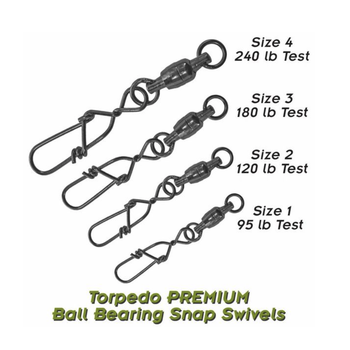 Torpedo Ball Bearing Snap Swivel 55lb Size 0. 10-pk