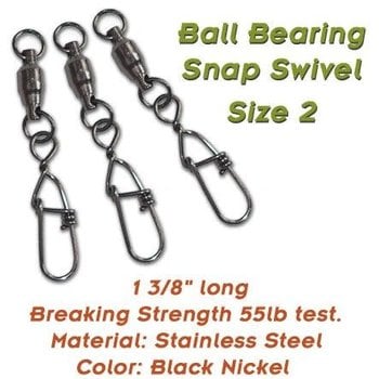 Torpedo Ball Bearing Snap Swivel Size 2 55lb. 10-pk