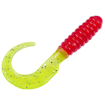 Strike King Mr Crappie Grub 2" Red Chart Slvr Glitter 15-pk