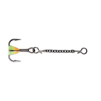 VMC Dropper Chain Treble 15mm Orange Chartreuse Glow 2-pk