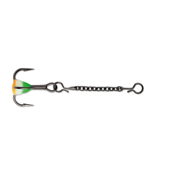 VMC Dropper Chain Treble 15mm Green Orange Glow 2-pk