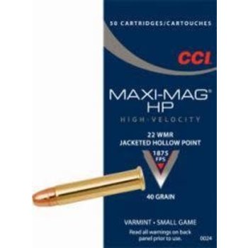 CCI Maxi-Mag Ammo 22 WRM 40gr Jacketed Hollow Point 50 Rounds