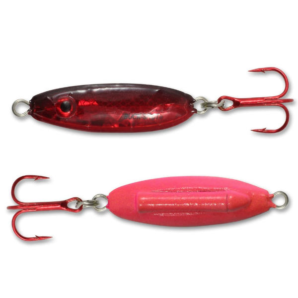 Northland Buck-Shot Rattle Spoon. 1/4oz Super-Glo Redfish